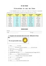 English worksheet: Exercises - To Be Verb