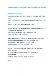 English Worksheet: Song 