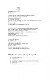 English worksheet: Song: A little respect by erasure. Reported speech