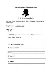 English Worksheet: The Emerald Crown Sherlock Holmes chapter 1