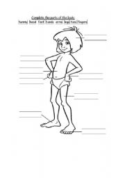 English worksheet: match mowgli body