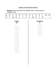 English worksheet: Voiced and Voiceless Sounds