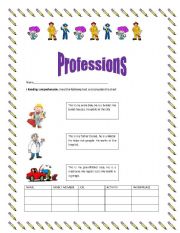 English Worksheet: Professions