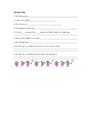 English Worksheet: All About Me