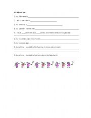 English worksheet: All About Me