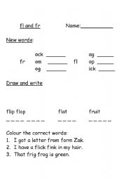 English Worksheet: Consonant blends fr fl