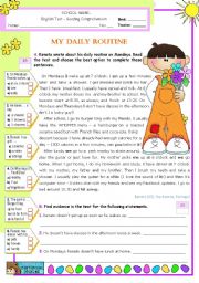 English Worksheet: Renatos Daily Routine -  Reading Test