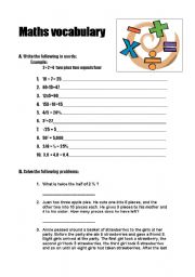 English worksheet: Maths vocabulary