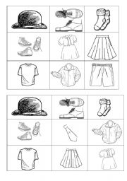 English Worksheet: Clothes bingo