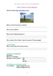 English Worksheet: Webquest Oxford Christ Church