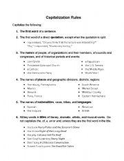 English Worksheet: Capitalization Rules