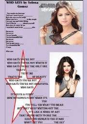 English Worksheet: WHO SAYS by Selena Gomez