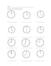 English worksheet: telling time