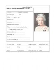 English Worksheet: Queen ElisabethII