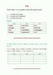 English worksheet: The Three Sounds of  [CH] !