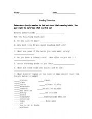 English Worksheet: Reading Interview