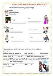 English worksheet: Jobs and Possessive adjectives