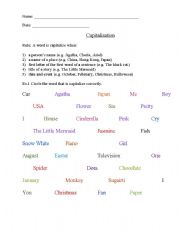 English worksheet: Capitalization