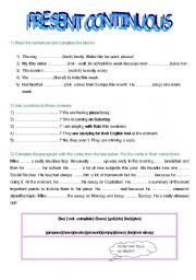 English Worksheet: Present  Continuous worksheet