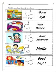 English Worksheet: Greetings match