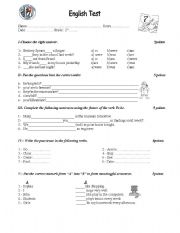 English Worksheet: English Test
