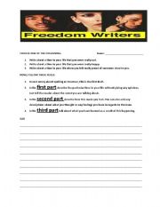 English Worksheet: Freedom Writers Inspired Writing Assignment