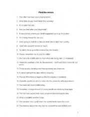 English Worksheet: Find the errors