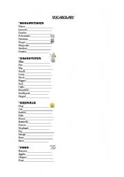 English worksheet: Vocabulary