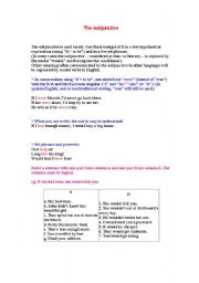 English Worksheet: the subjunctive