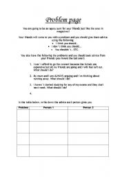 English worksheet: Problem page