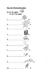 English Worksheet: I LIKE / I DONT LIKE