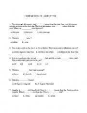 English worksheet: comparison of adjectives