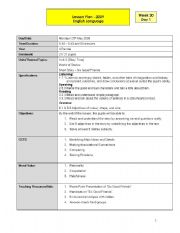 English Worksheet: lesson plan