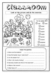 English Worksheet: Classroom