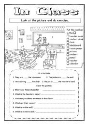 English Worksheet: In Class