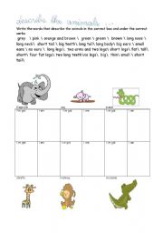 English worksheet: describe the animal