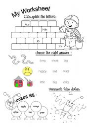 English Worksheet: alphabets&color