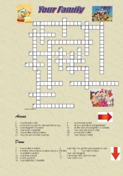 English Worksheet: Family realtionship crossword - english to english