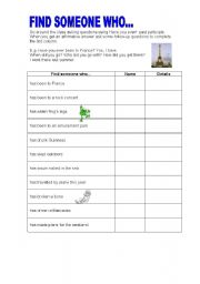 English Worksheet: Find someone who (Present perfect)