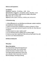 English Worksheet: sickness and health