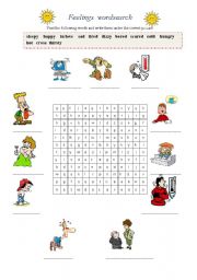 English Worksheet: Feelings wordsearch