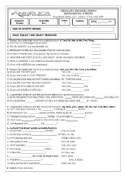 English Worksheet: PRONOUNS EXERCISE REVIEW