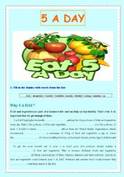 English Worksheet: FIVE  A  DAY