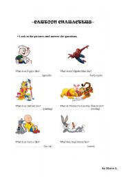 English Worksheet: Cartoon Characters