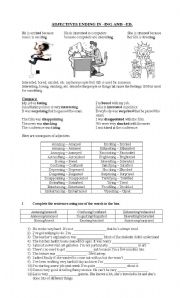 English Worksheet: Adjectives ending in ED or ING