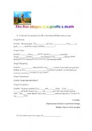 English worksheet: the five stages of a giraffes death