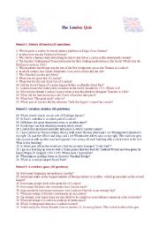 English Worksheet: THE LONDON QUIZ