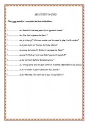 English Worksheet: Mystery Word