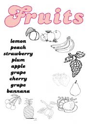 English Worksheet: Fruit Vocabulary