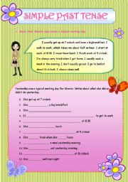 English Worksheet: SIMLE PAST TENSE (in a context)
